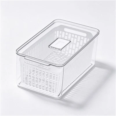 Recipiente transparente para produtos de geladeira 4L com cesta de filtro